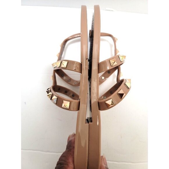 Olivia Miller Womens Studded Jelly Flit Flot Thong Sandals Nude Beige Size 6 - Picture 6 of 9